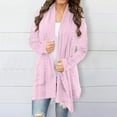 thumbnail image 2 of Mrat Womens Open Front Cardigan Duster Eyelet Lightweight Fall Trendy Long Sleeve Cardigans Sweater with Pockets Outdoor Water Proof Hooded Raincoat S-367 Pink-a S, 2 of 6
