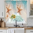 thumbnail image 3 of Swag Valance Curtains for Windows, Ocean Starfish Light Filtering Kitchen Curtains with Rod Pocket, Beach Shell Shore Waves Summer Sea Window Treatment Valances for Living Room, 36x45 - 2 PCS, 3 of 9