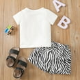 thumbnail image 4 of Boys Summer Outfits Toddler Cartoon Zebra Print Summer Short Sleeve T Shirt and Shorts Kids Lightweight Athleisure Outfit Baby Boy Outfits White 18 Months-24 Months, 4 of 6