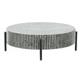thumbnail image 6 of DecMode 38" x 12" Gray Mother of Pearl Shell Handmade Vertical Stripe Mosaic Inlay Geometric Coffee Table with Black Metal Legs, 1-Piece, 6 of 11