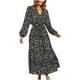 thumbnail image 1 of Vestido largo de manga larga con cordones y cuello en V con estampado informal para mujer a la moda Fridja  NMB4712, 1 of 7