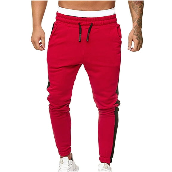 HBYJLZYG Mens Sweatpants, Tether Closure Patchwork Elastic Waist Jogger Pants Pockets Fitness Casual Sport Pants Full Pants