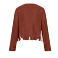 thumbnail image 4 of Jacket for Women Fall Solid Suede Fringe Button Open Front Cardigan Slim Fit Cropped Trendy Outwears 2025 Red, 4 of 5