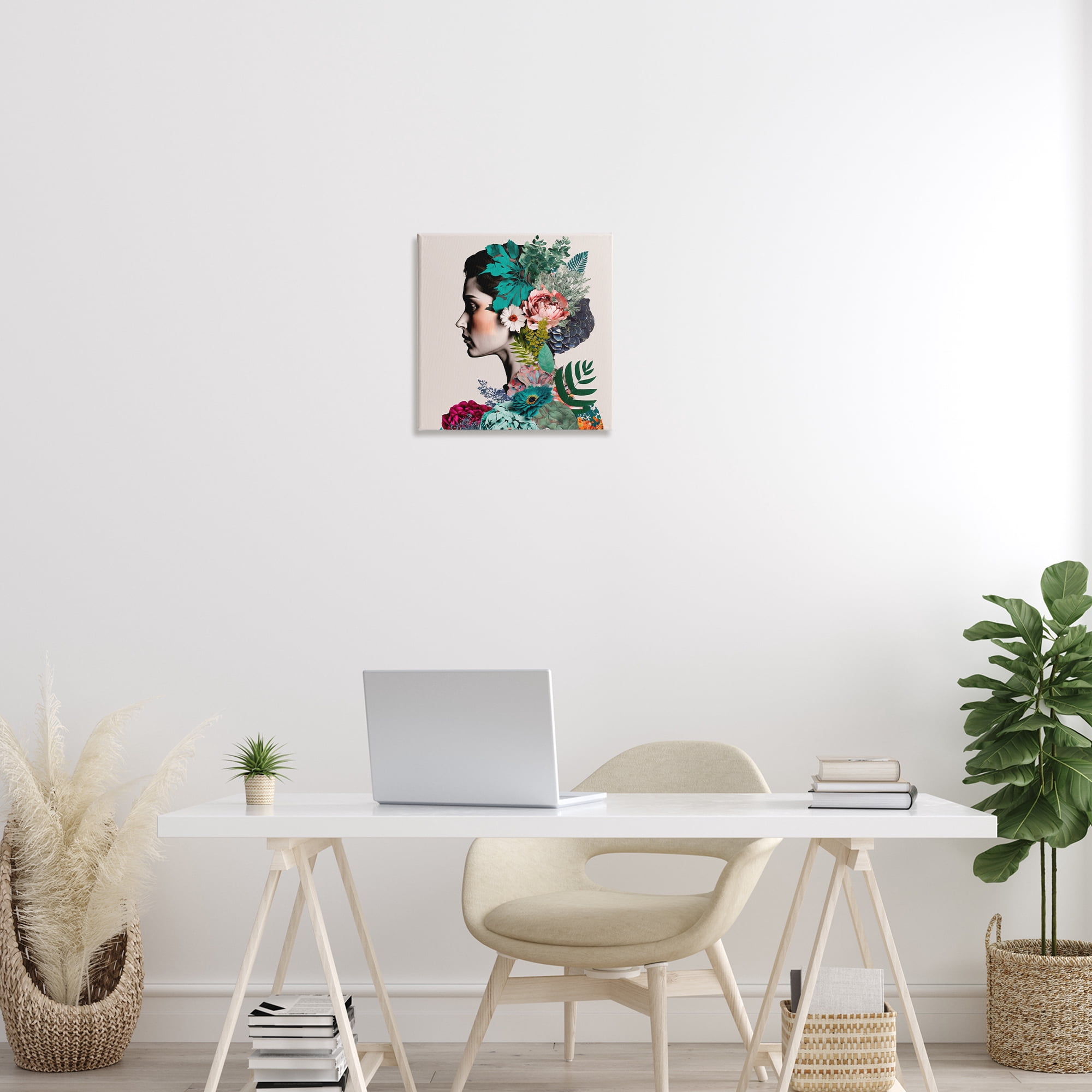 Stupell Industries Blooming Flowers Visage People Painting Wrapped Canvas Art Print Wall Art, 17 x 17