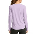 thumbnail image 2 of Women's Long Sleeve UPF 50+ Sun Shirt, Loose Fit Breathable Polyester Workout Top for Outdoor Yoga, Running, Hiking, and Sun Protection, Solid Color Athletic Layer Light Violet S, 2 of 5