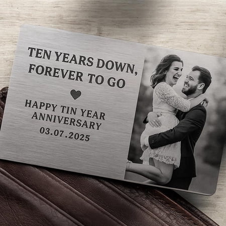 Daisyco Gifts Custom 10th Anniversary Metal Wallet Card Personalized Forever Love Aluminum Keepsake For Him Her