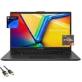 thumbnail image 1 of ASUS Vivobook Go Laptop, 14" FHD NanoEdge Display, 4-cores Ryzen 3 7320U, 8GB RAM, 1TB PCIe SSD, 180° Lay-Flat, USB-C, WiFi, BT, Webcam, HDMI, US Version KB, PDG HDMI, Win 11 Pro, Mixed Black, 1 of 9