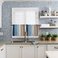 thumbnail image 3 of 24 Inch Long Tier Curtains for Kitchen, Retro Farmhouse Blue and Brown Ombre Wood Grain Bathroom Window Curtains Rod Pocket Short Curtains Window Treatment Tiers for Living Room Farmhouse 2 Panels, 3 of 5