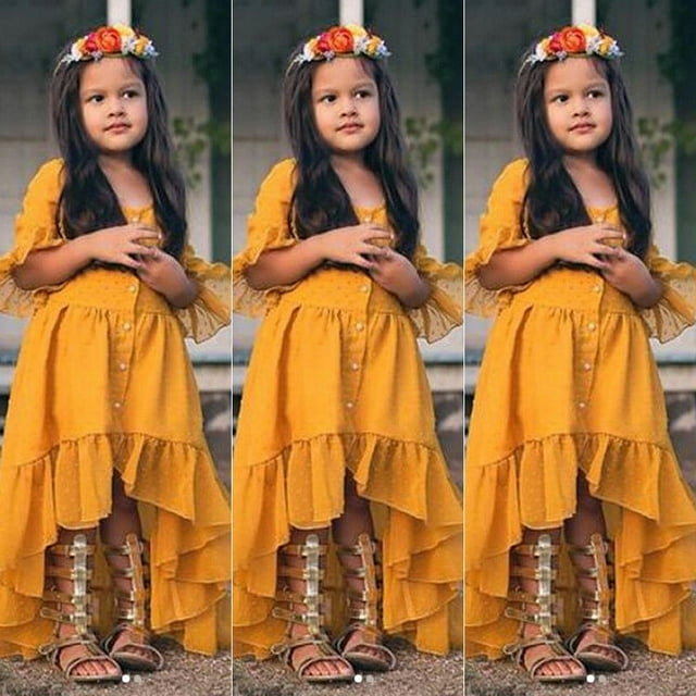 Robe Bohème à Manches Évasées pour Bébé Fille, Manches Longues à Volants, Robe de Princesse pour Fête, Bal, Plage