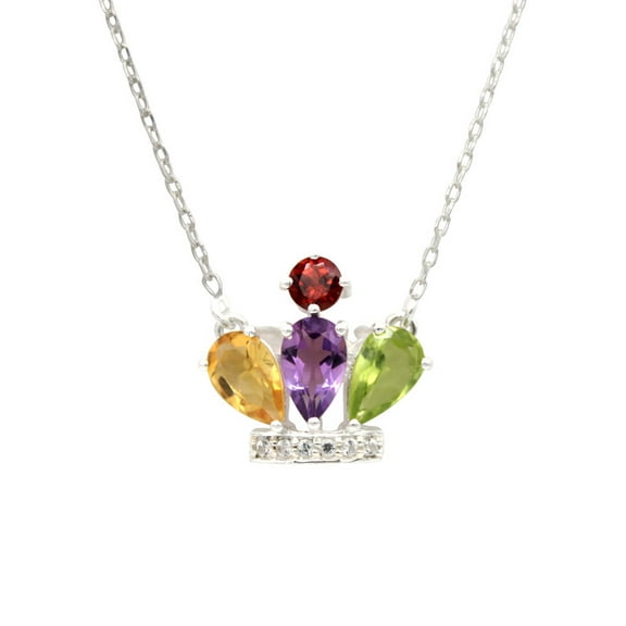 Genuine 925 Sterling Silver Pear Cut Multi stone Pendant - Birthstone Jewelry - Party Wear Pendant Gift - Love Gift - Gift for Woman