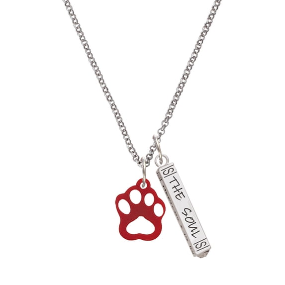 Delight Jewelry Acrylic Small Paw Maroon Silvertone Hope Anchors the Soul Bar Charm Necklace, 23"