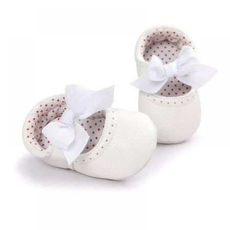 

Toddler Infant Girl PU Leather Antislip Prewalker Shoes Newborn Baby Bowknot Soft Soled Crib Shoes (0-18Monthes)