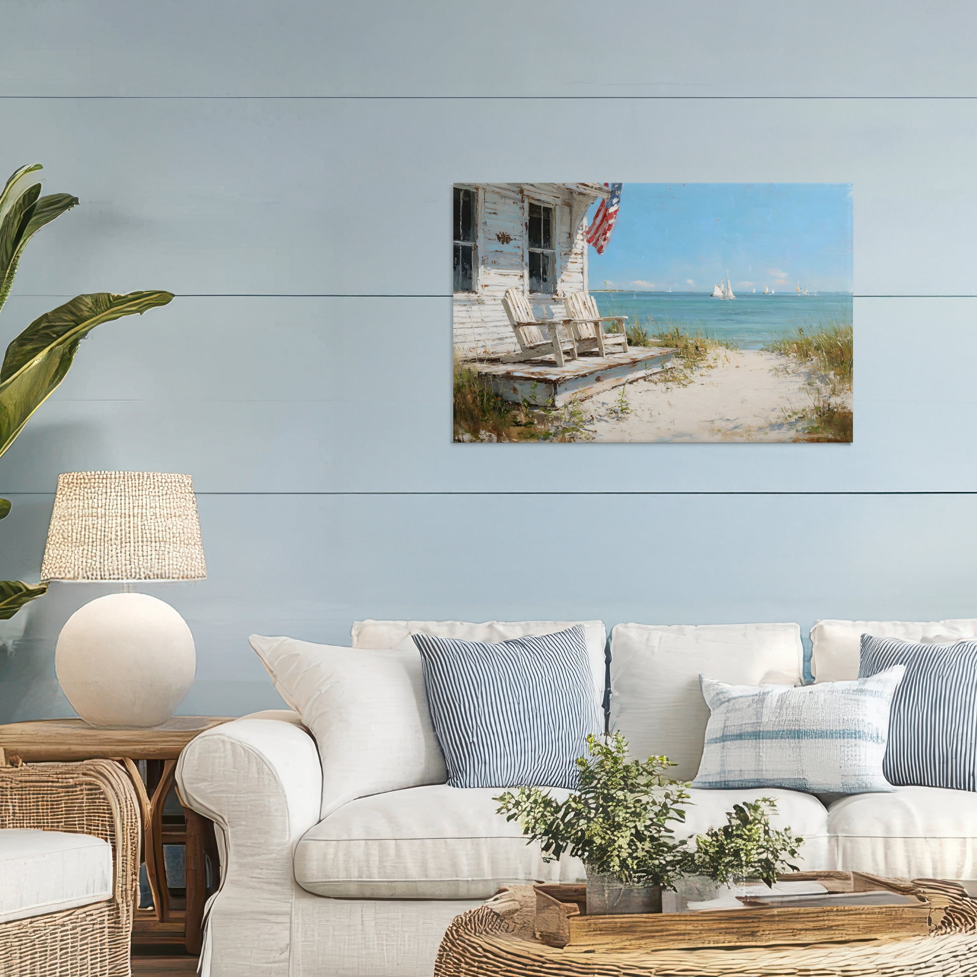 Stupell Industries By The Ocean Cottage Retreat Canvas Wall Art, design by Petal Prints Design