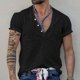 thumbnail image 1 of pstuiky camisetas para hombre, Camisa de vestir informal lisa con textura hawaiana de manga corta con botones para hombre camisetas de hombre m, 1 of 6
