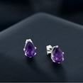 thumbnail image 6 of Gem Stone King 925 Sterling Silver Genuine Natural Amethyst Stud Earrings for Women Men (2.00 Cttw, Gemstone Birthstone, Pear Shape 8X5MM), 6 of 6