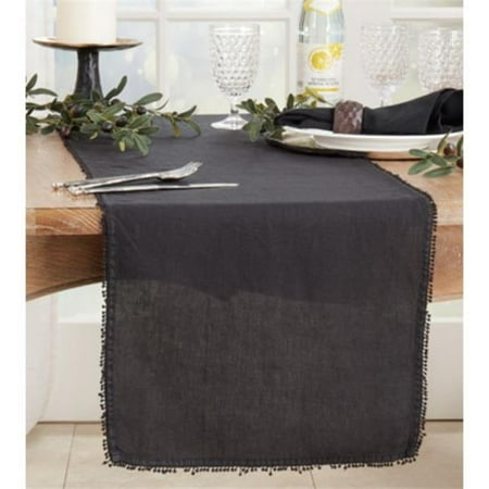 

Saro Lifestyle 15062.BK1672B 16 x 72 in. Pom Pom Design Table Runner Black