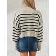 thumbnail image 6 of KelaJuan Women Solid Color/Stripe Knit Sweater Crew Neck Long Sleeve Loose Pullovers Spring Fall Casual Jumpers Streetwear, 6 of 6