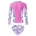 thumbnail image 2 of TiaoBug Kids Girls Rash Guard Swimsuit Sets Printed Long Sleeve Zipper Swim Tops with Briefs Seaside Bathing Suit Pink 8, 2 of 7