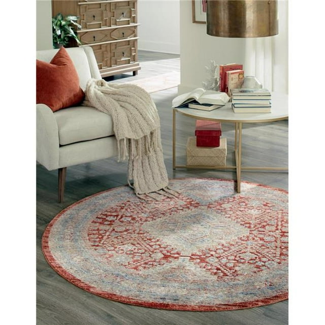 Unique Loom 3147975 4 x 4 Pi Elizabeth Ronde Tapis Noble&44; Rouge