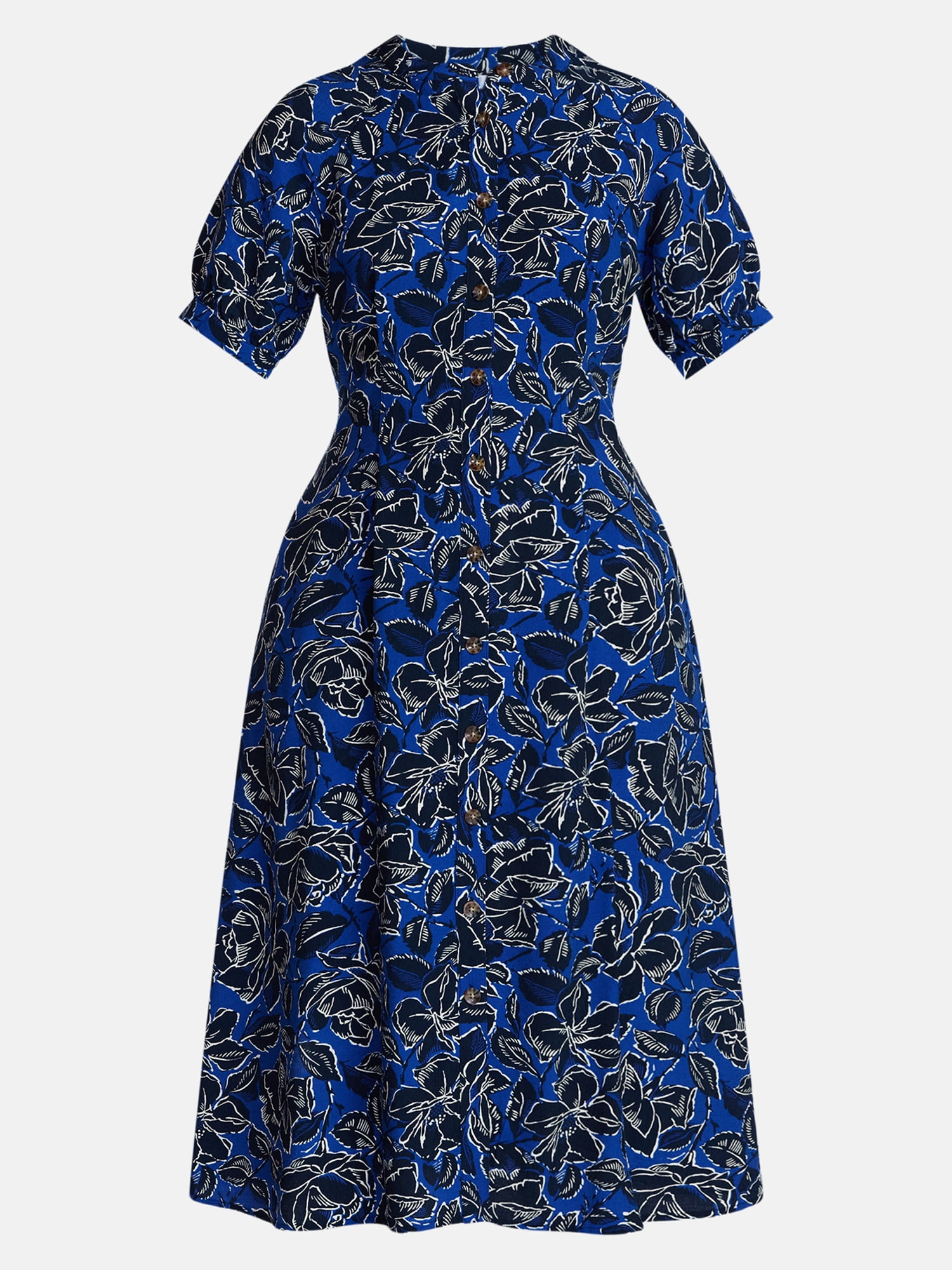 Time and Tru Women Short Sleeve Midi Shirt Dress, Sizes XS-XXXL