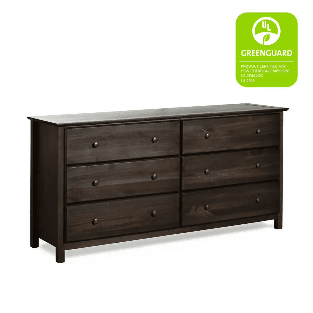 Grain Wood Furniture Shaker 6-Drawer Dresser, Solid Wood with an Expresso Finish