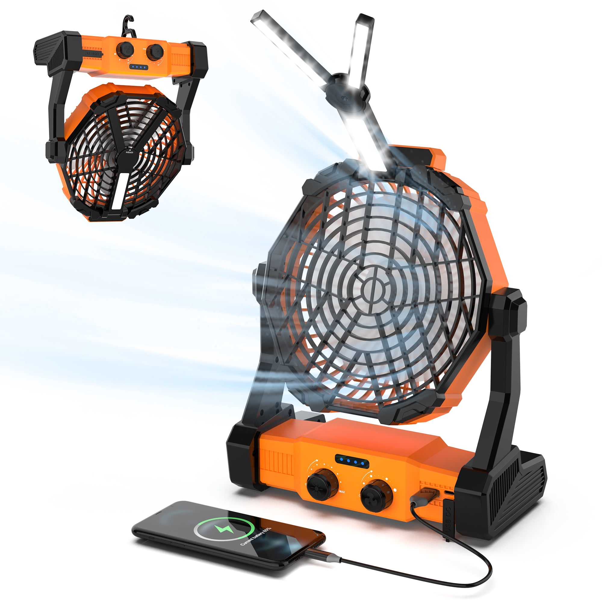 Uarter 7-Inch 4-Speed Portable Rechargeable Camping Fan