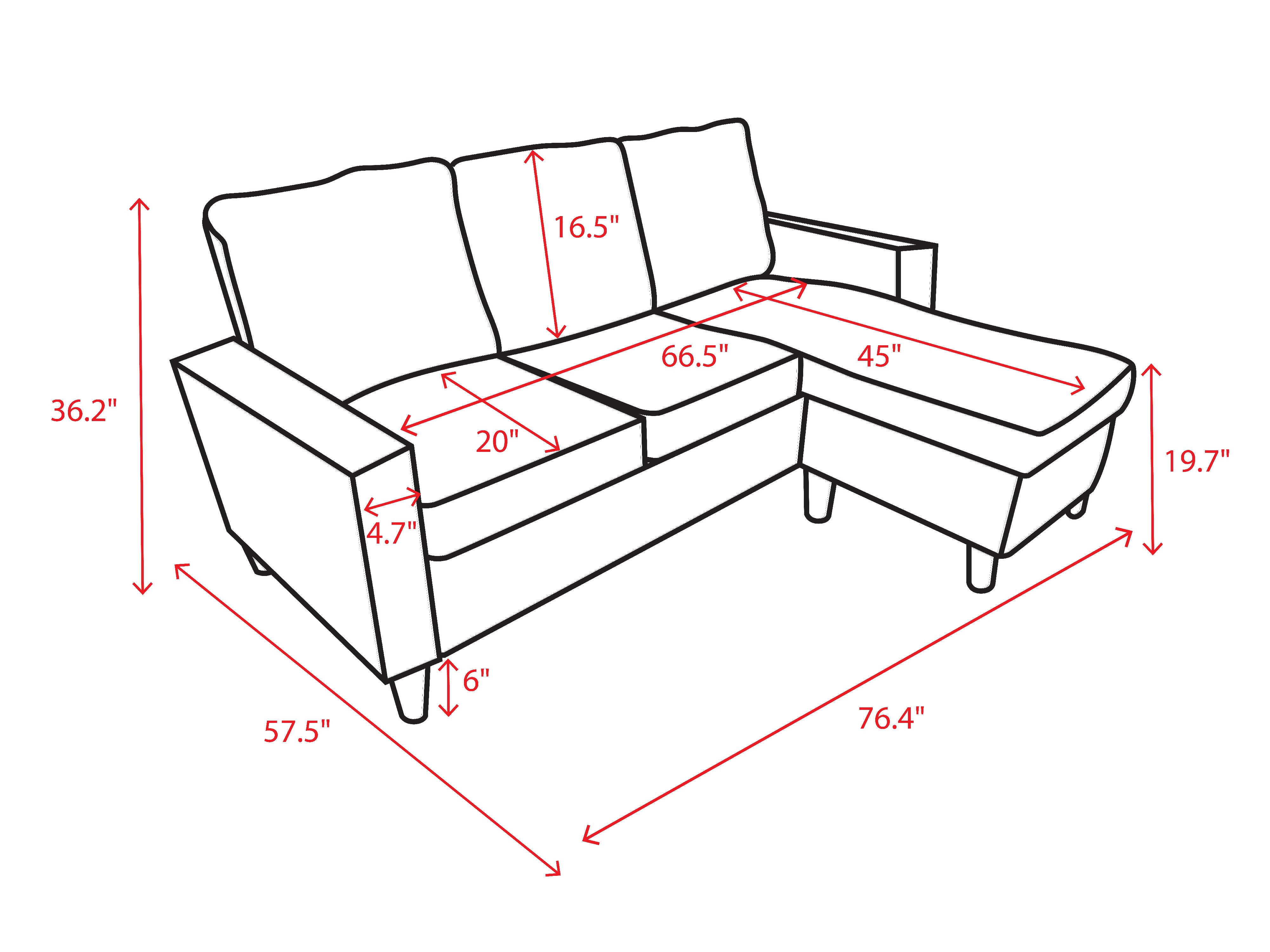 Mainstays Apartment Reversible Sectional, Multiple Colors - image 3 of 10