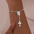 thumbnail image 2 of VNOX Steel Copper Engraved Bead Oval Virgin Mary & Jesus Cross Bracelet – Christian Faith Jewelry, 2 of 6