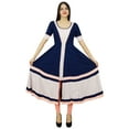 thumbnail image 7 of Bimba Women Long Blue Flaired Kurti Dress Short Sleeve Casual Kurta Clothing, 7 of 7