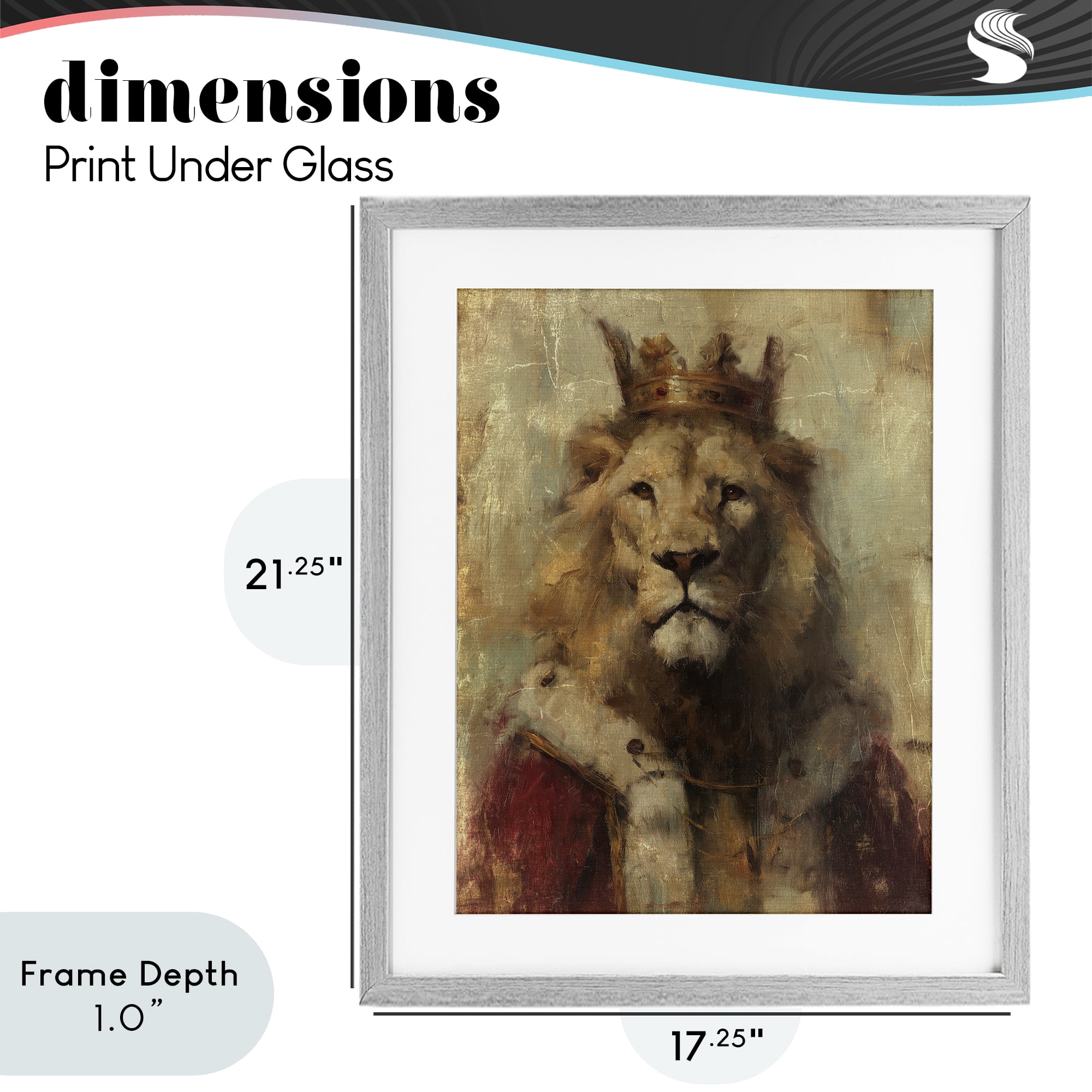 Stupell Industries Regal Lion Sovereign Gray Framed Print Under Glass, design by Svetlana Aleynikova