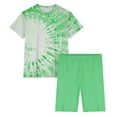 thumbnail image 6 of MuZeFu Pajamas for Women Shorts and Shirt Women's Solid Short Sleeve Lettuce Trim Top Shorts 2 Piece Outfits Pajama Set, 6 of 6