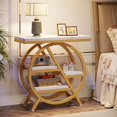 thumbnail image 2 of Fnova Side Table with Circular Metal Frame, End Table with 4-Tier Shelves for Living Room, White Gold, 2 of 16