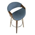thumbnail image 7 of Curvini Mid-Century Modern Barstool In Walnut Wood And Blue Fabric - Set Of 2, 7 of 7