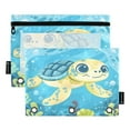 thumbnail image 2 of 2 Pack Pencil Pouch for 3 Ring Binder Smooth Zipper Folders with Pockets Clear Window Pencil Case Cute Turtle Swimming, 2 of 6