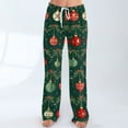 thumbnail image 4 of Fabrcox Christmas Women's Pajamas Bottoms Loose Fit Wide Leg Drawstring Sleep Lounge Pants Mid Waisted Casual Christmas Animals Printed Pajama Bottoms Army Green XL, 4 of 4