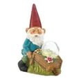 thumbnail image 4 of 13" Blue and Red Gnome with Wheel Barrow Solar Outdoor Statue, 4 of 4