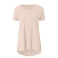 thumbnail image 3 of White Women's Short Sleeve T-shirt, Women'S Spring And Summer Solid Color Rag Shoulder Long T Shirt Round Neck Loose Short Sleeved Pullover Top For Women,Women's Short sleeve T-shirt L, 3 of 5