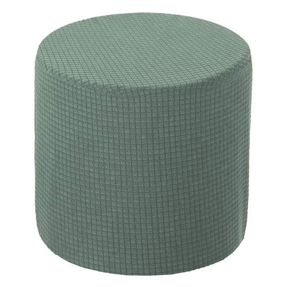 Ottoman Cover Round, Stretch Ottoman Slipcover Fit Diameter 9.8"-12.6", Non-Slip Footstool Protector Cover Green