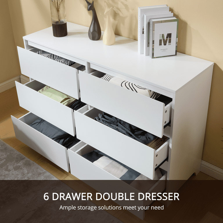 CHITOOMA White Dressers for Bedroom 6 Drawer, 47.2