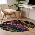 thumbnail image 4 of Yellow Purple Green Round Area Rug 3.3 FT, Non Slip Small Entryway Kitchen Mat, Geometric Modern Abstract Washable Soft Circular Rug Non-Shedding Door Mat for Bathroom Playroom Kids Room, 4 of 9