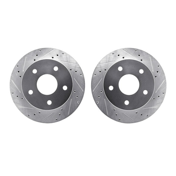 Dynamic Friction Company Front Brake Rotors-Drilled and Slotted-Silver 7002-40059