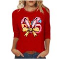 thumbnail image 1 of Camisetas Casuales de las Mujeres Impresas 3/4 Manga Cuello Redondo Blusa, Moda Ligera Superior para el Hogar Y el Uso Diario, Cómoda Imitación de la Tela Del Estante, 1 of 7