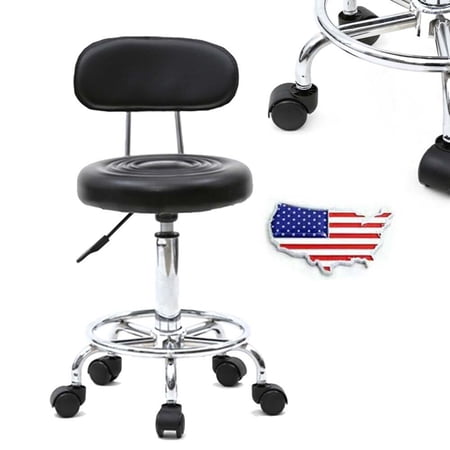 Clearance! 35 inch Swivel Salon Stool Chair With Back Support  Adjustable Hydraulic Rolling Stool Round Shape Adjustable Salon Stool with Back