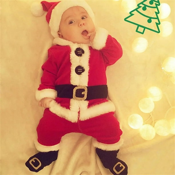 Trajes de Navidad para bebe disfraz de Papa Noel para nino y nina Top de manga larga pantalones sombrero y traje de calcetin ropa de bebe recien nacido de Navidad Bodega