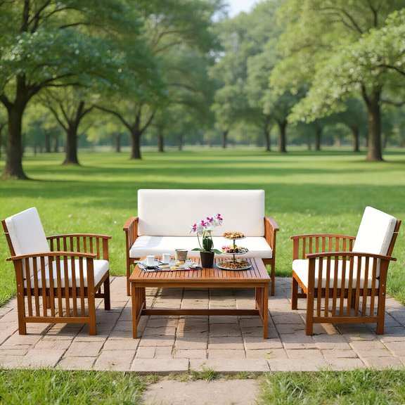 Resenkos 3 Pieces Widened Armrest Adirondack Chair Set with Side Table for Outdoor Patio Balcony Garden