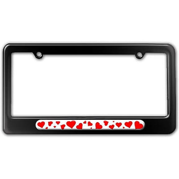 Red Hearts On White - Love License Plate Frame