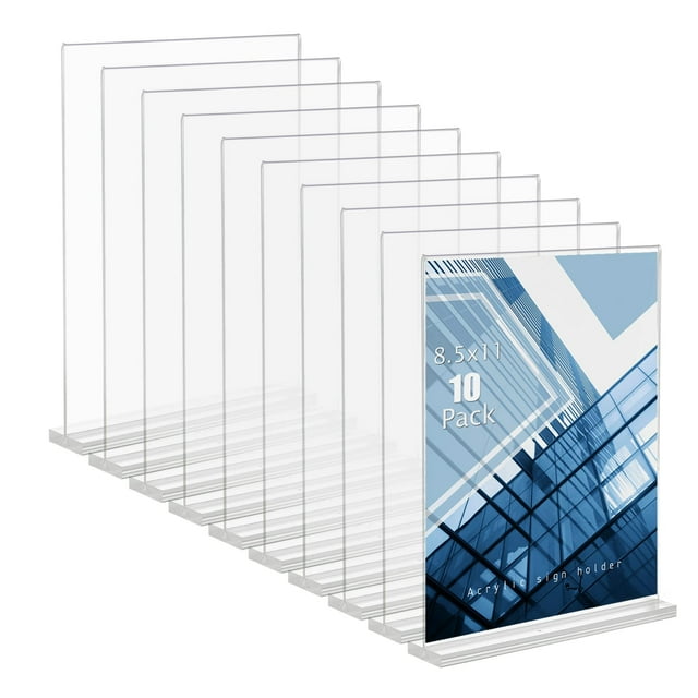 Paquete De 10 Soportes Para Carteles De Acrílico De 8,5 X 11 Pulgadas, Soporte Transparente Para Exhibición De Menús De Mesa, Soporte De Escritorio, Soporte De Papel, Soporte Para Carteles De Mesa, Ad