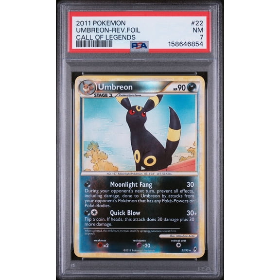 Graded 2011 Pokemon Call Of Legends Umbreon Rev Foil PSA 7 #22 Trading Card