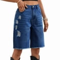 thumbnail image 2 of Women Denim Bermuda Shorts Knee Length Low Rise Baggy Jorts XL, 2 of 9