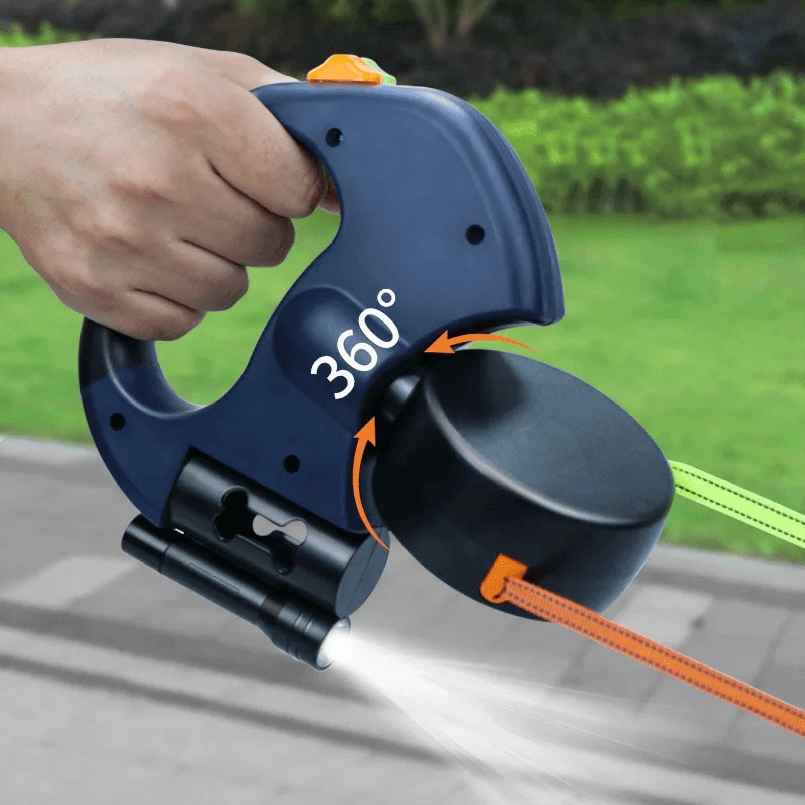 Retractable Tether for 2 Dogs Under 25 Lbs, 360° Anti-Tangle Dual Dog Leash with LED Lighted 3M Reflective Bungee, Lightweight Handle & Dual Lock